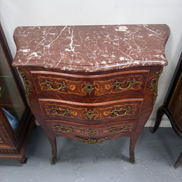 Antique Louis XV style Rosewood Marble Top Commode