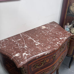 Antique Louis XV style Rosewood Marble Top Commode