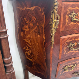 Antique Louis XV style Rosewood Marble Top Commode