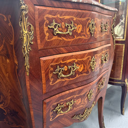Antique Louis XV style Rosewood Marble Top Commode
