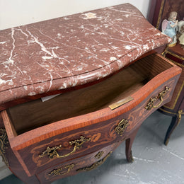 Antique Louis XV style Rosewood Marble Top Commode