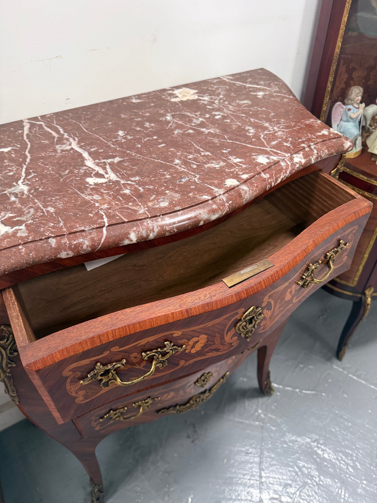 Antique Louis XV style Rosewood Marble Top Commode