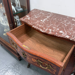Antique Louis XV style Rosewood Marble Top Commode