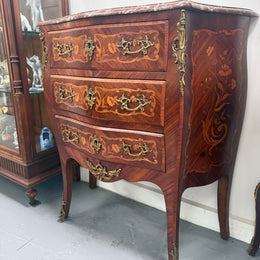 Antique Louis XV style Rosewood Marble Top Commode
