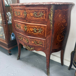 Antique Louis XV style Rosewood Marble Top Commode