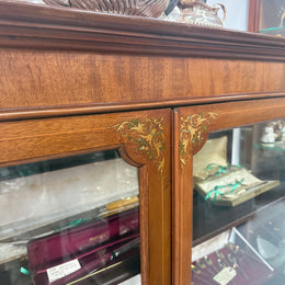 Edwardian Marquetry Inlaid & Hand Painted Display Cabinet
