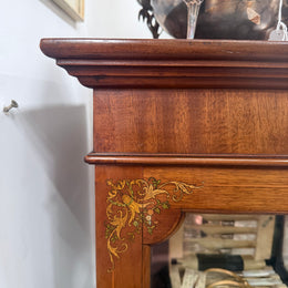 Edwardian Marquetry Inlaid & Hand Painted Display Cabinet