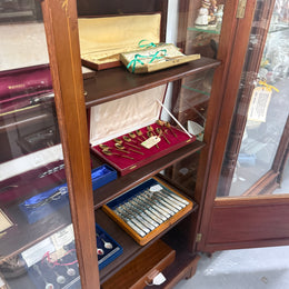 Edwardian Marquetry Inlaid & Hand Painted Display Cabinet