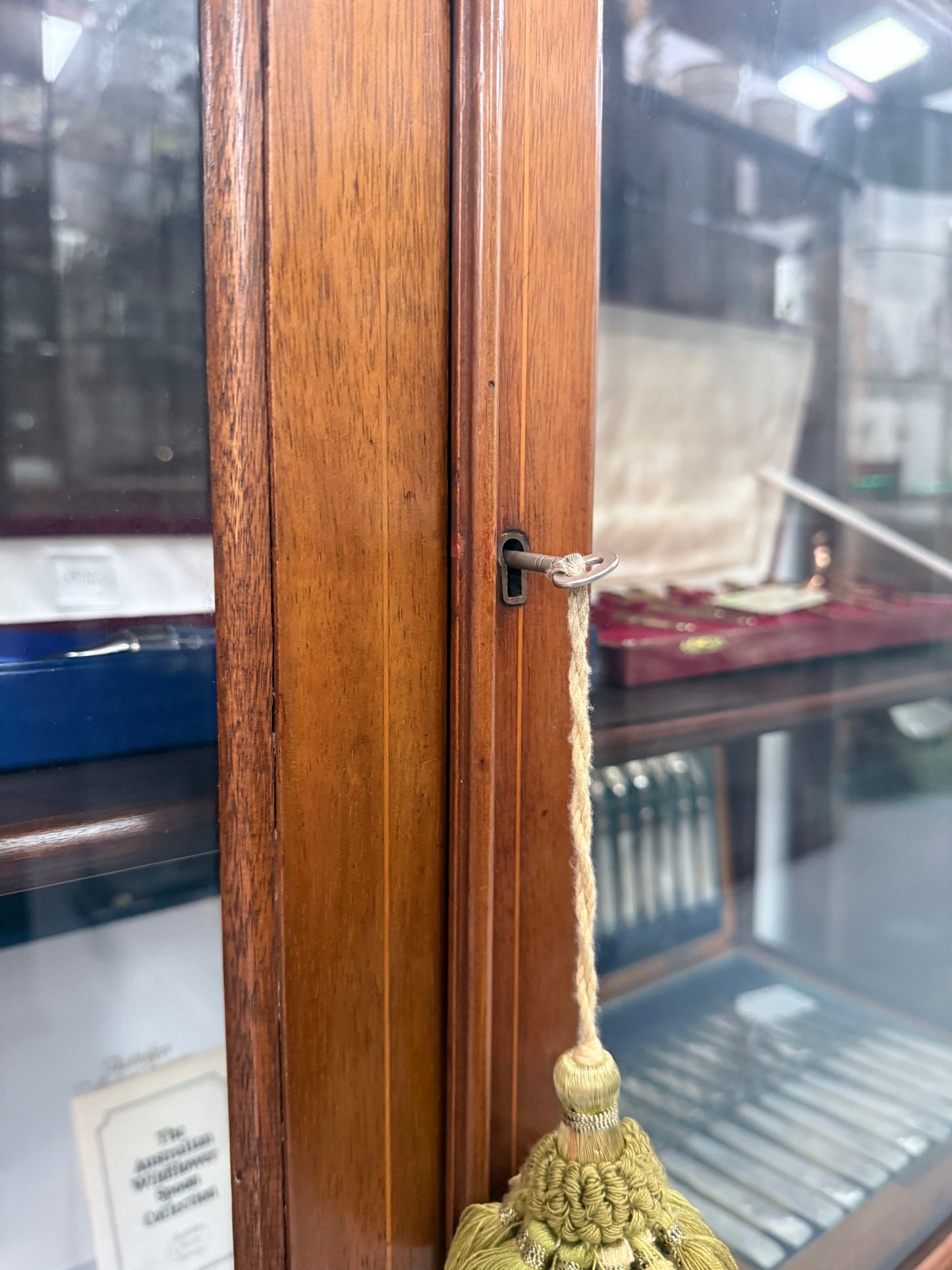 Edwardian Marquetry Inlaid & Hand Painted Display Cabinet