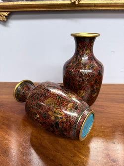 Vintage Pair Attractive Chinese Cloisonne Vases | Antique & Vintage | Moonee Ponds Antiques | Australia Wide Delivery