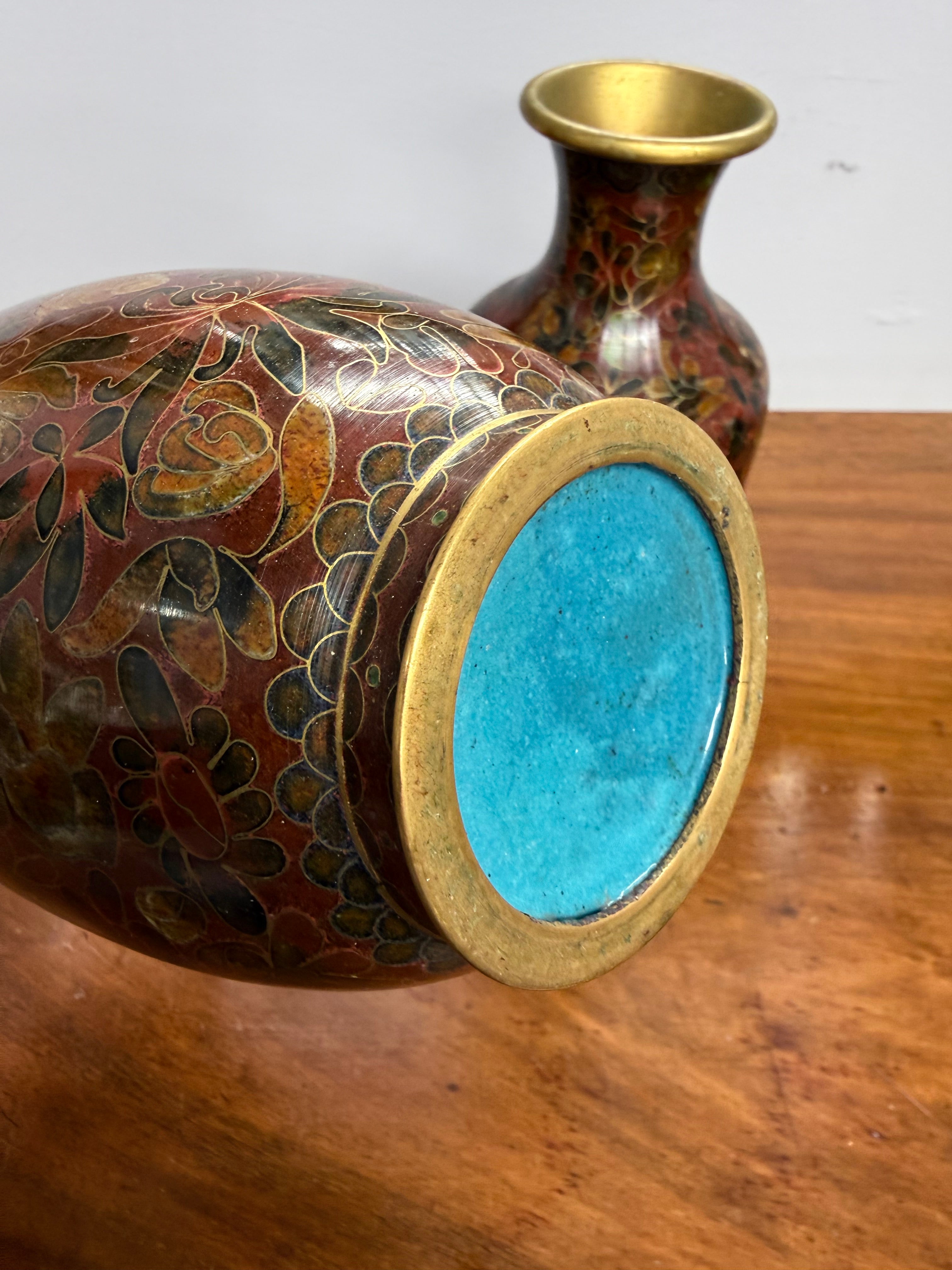 Vintage Pair Attractive Chinese Cloisonne Vases | Antique & Vintage | Moonee Ponds Antiques | Australia Wide