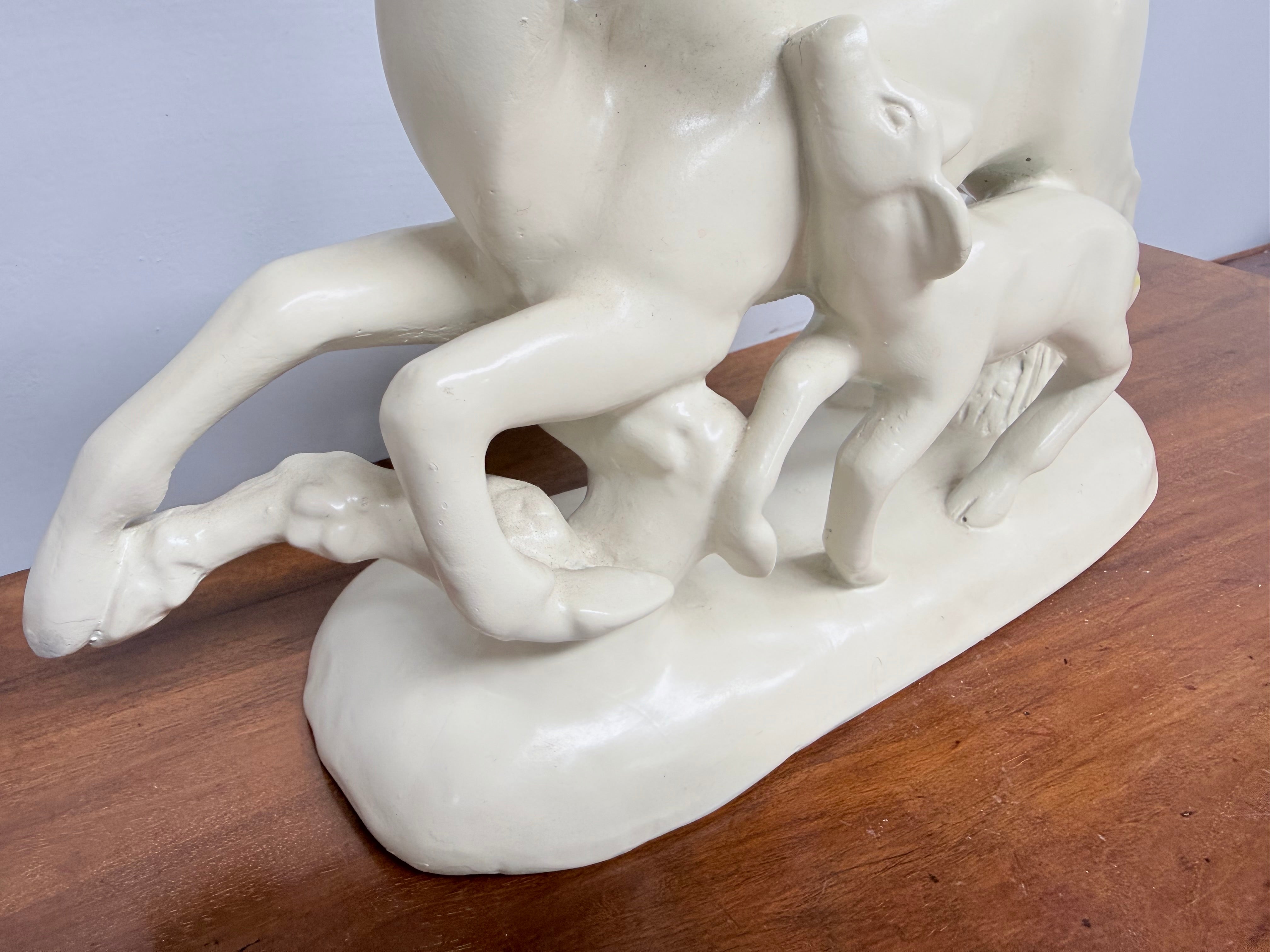 Very Attractive Doe & Fawn Ceramic Sculpture - All Faults | Antique & Vintage | Moonee Ponds Antiques | Australia Wide
