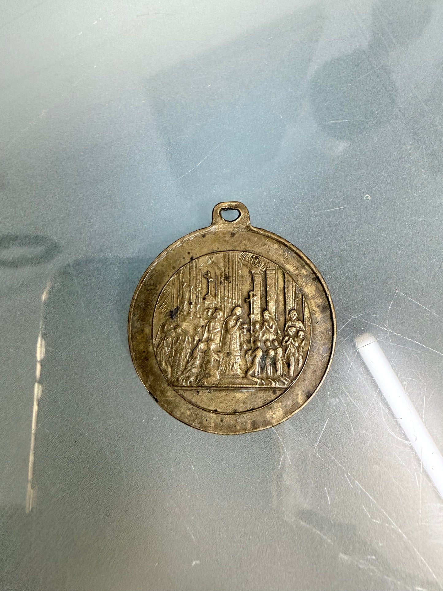 Rare Gilt Brass Medal For Baptism Confirmation & Communion