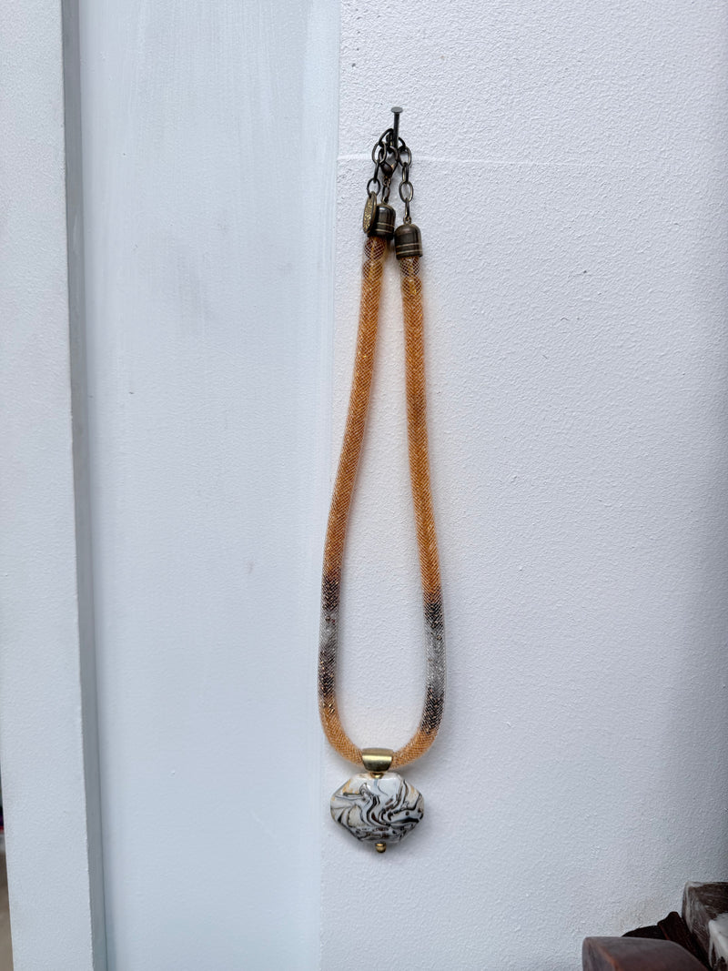 Murano Manuela Zanvettori Pendant Glass & Mesh Necklace
