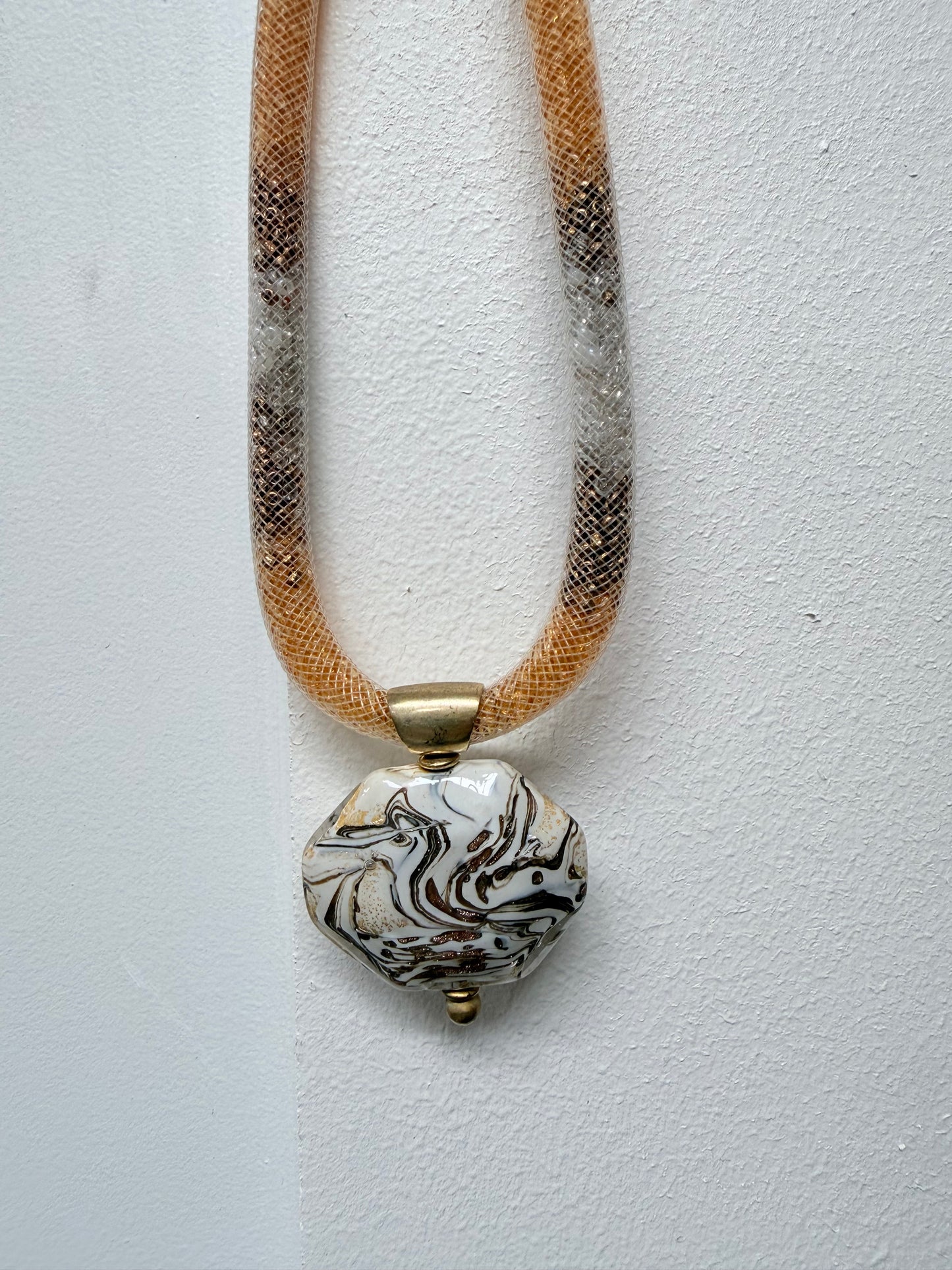 Murano Manuela Zanvettori Pendant Glass & Mesh Necklace