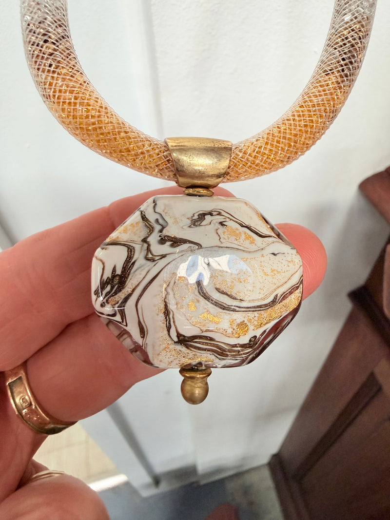 Murano Manuela Zanvettori Pendant Glass & Mesh Necklace