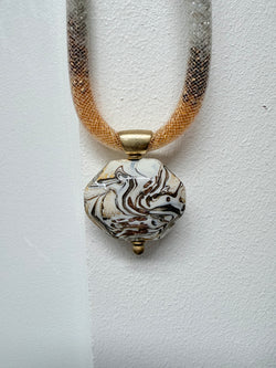 Murano Manuela Zanvettori Pendant Glass & Mesh Necklace | Antique & Vintage | Moonee Ponds Antiques | Australia Wide Delivery