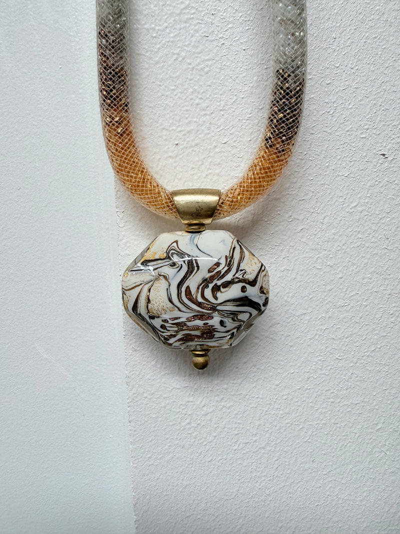 Murano Manuela Zanvettori Pendant Glass & Mesh Necklace
