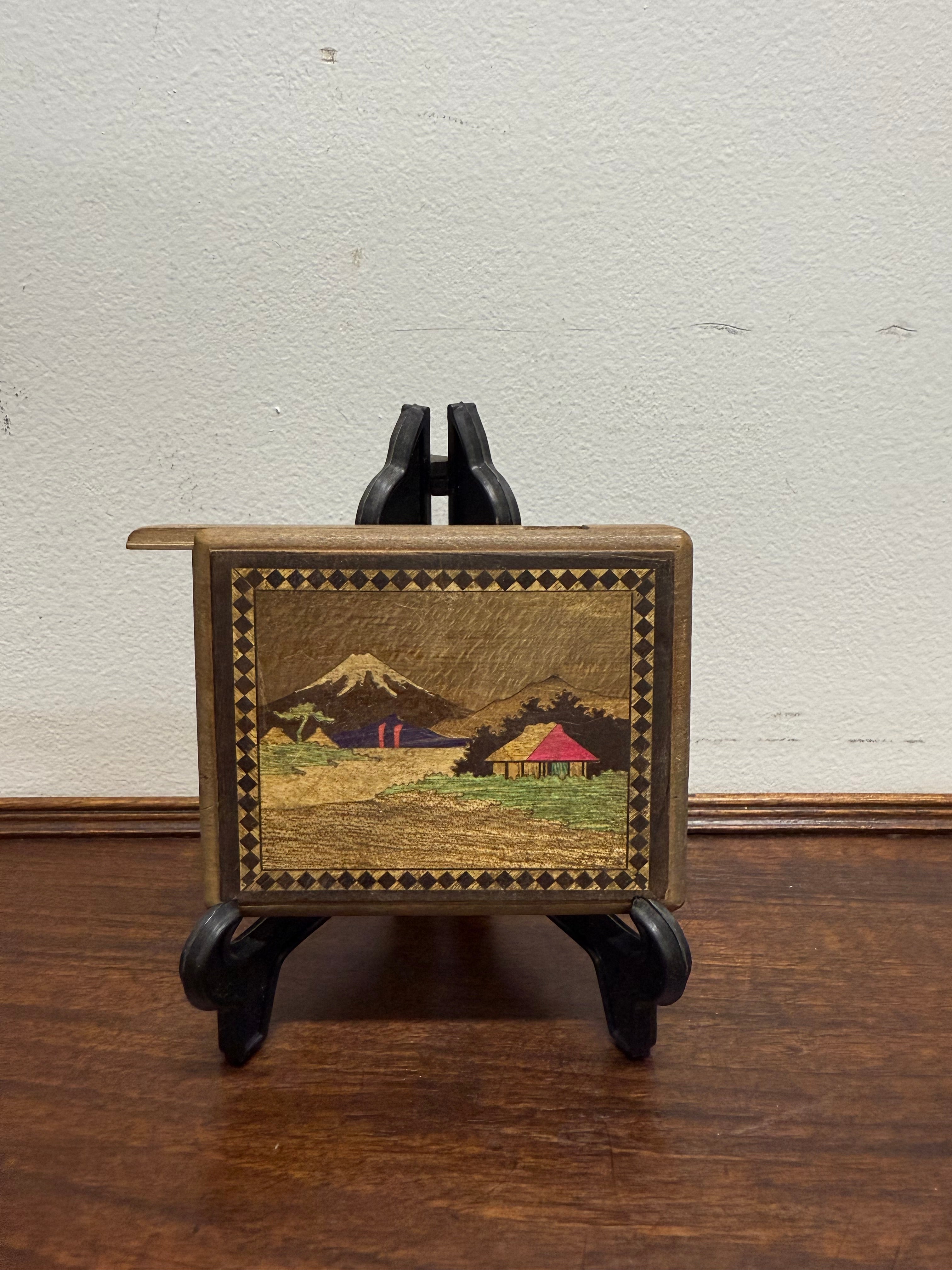Antique Painted & Inlaid Japanese Cigarette Dispenser Box | Antique & Vintage | Moonee Ponds Antiques | Australia Wide