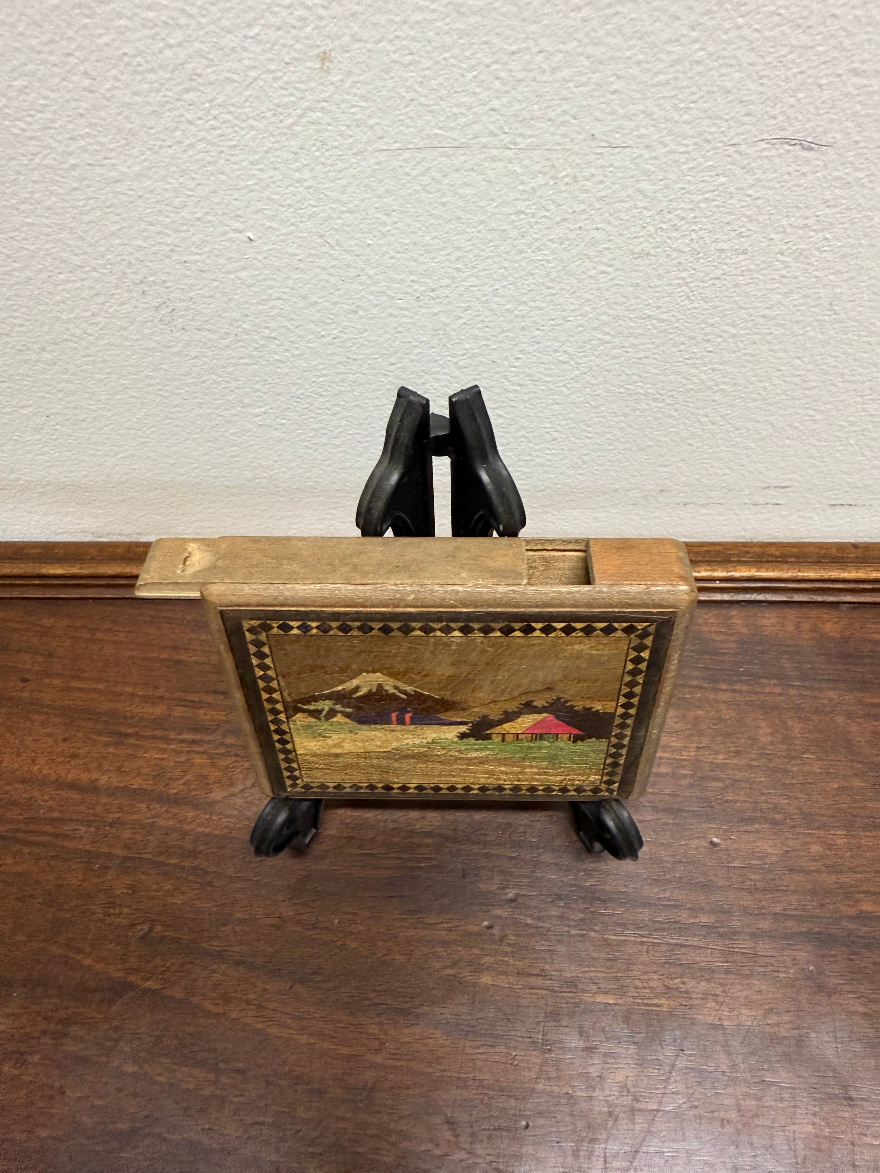 Antique Painted & Inlaid Japanese Cigarette Dispenser Box | Antique & Vintage | Moonee Ponds Antiques | Australia Wide