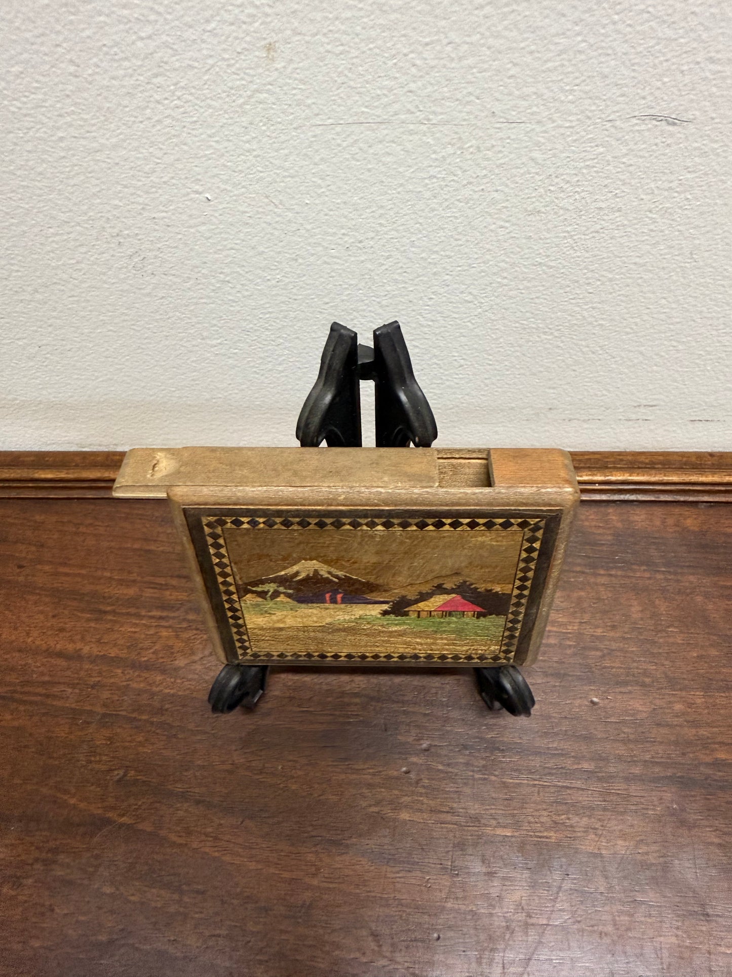 Antique Painted & Inlaid Japanese Cigarette Dispenser Box