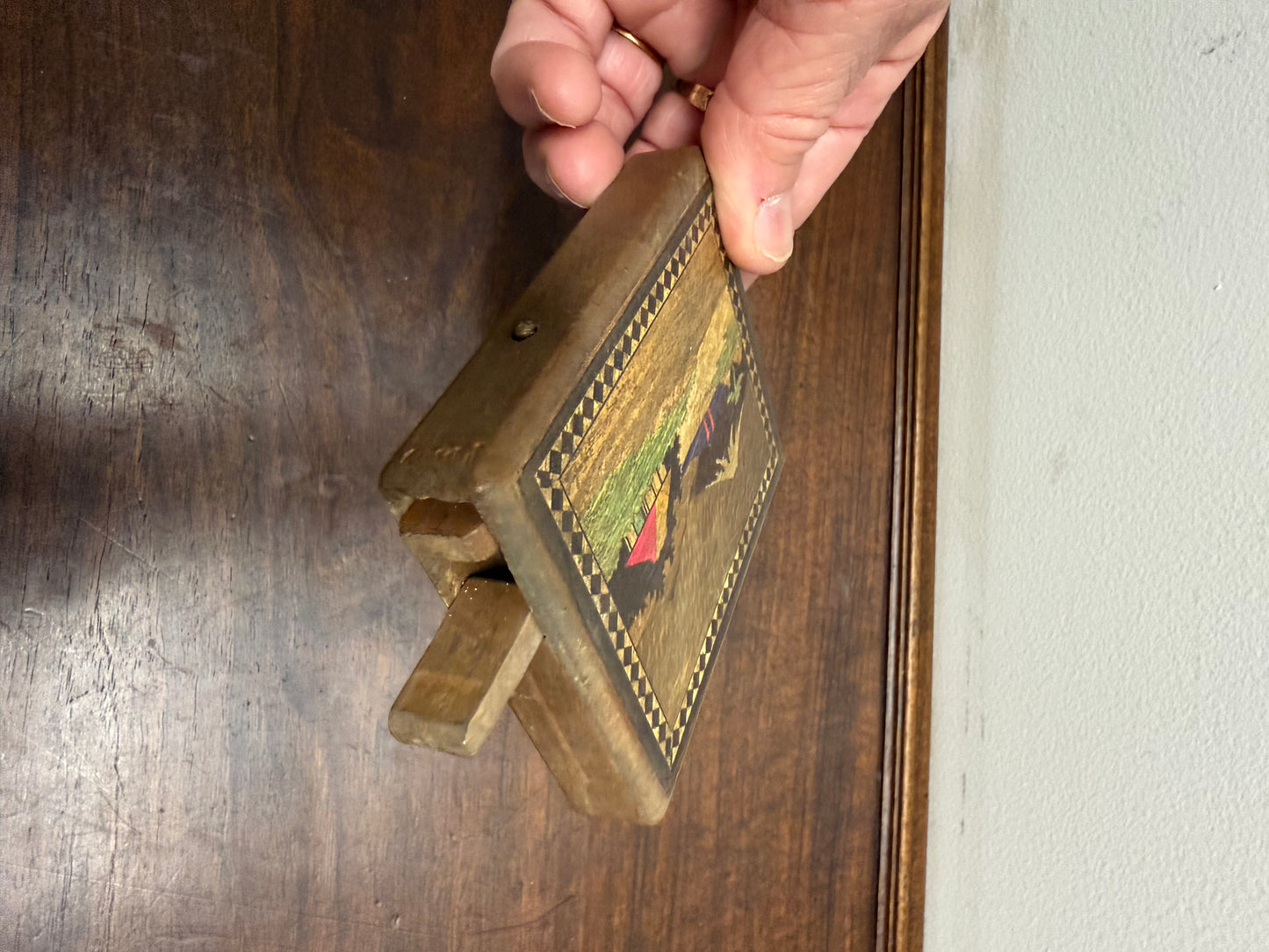 Antique Painted & Inlaid Japanese Cigarette Dispenser Box
