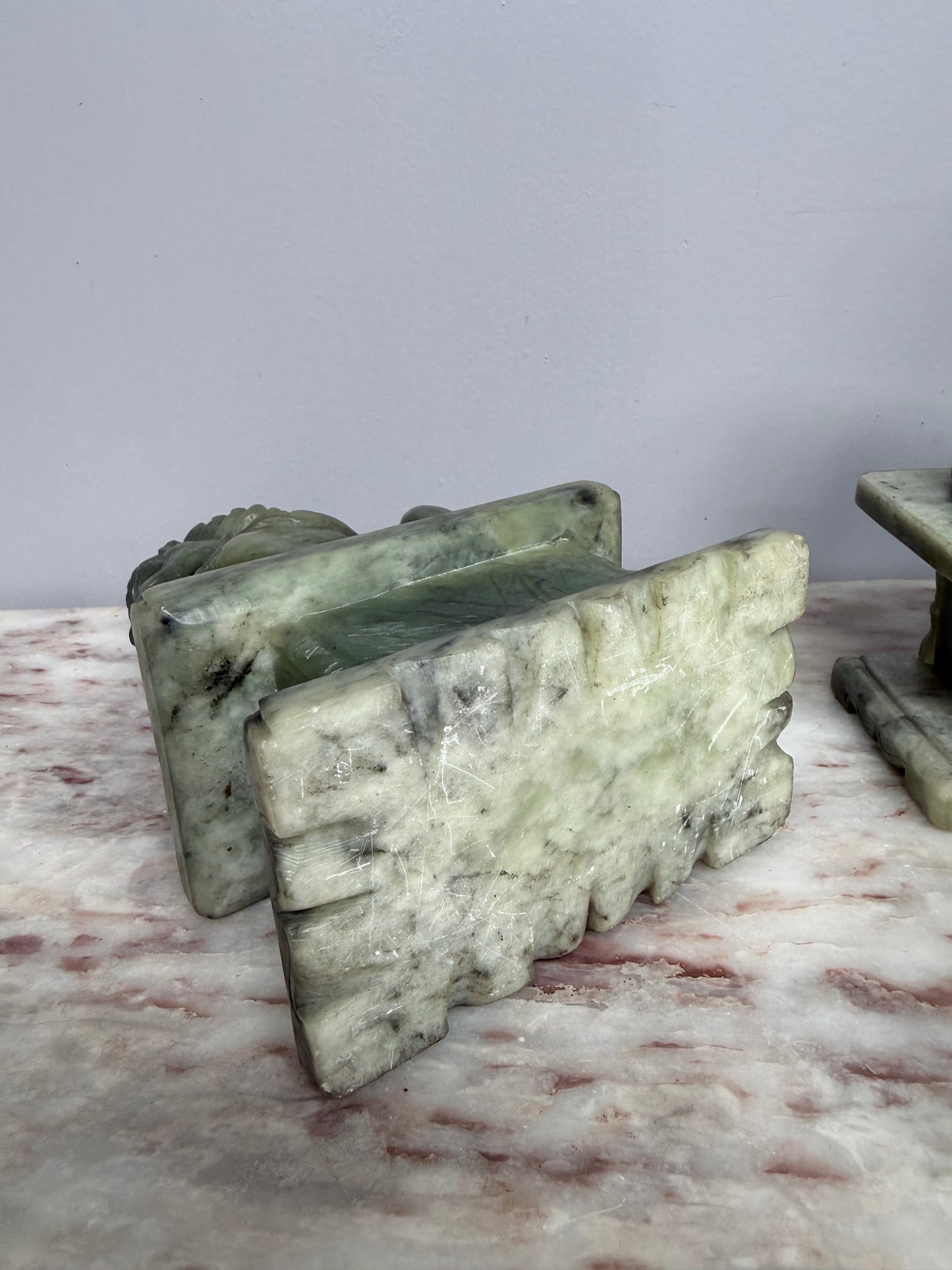 Pair of Carved Soapstone Chinese Foo Dogs