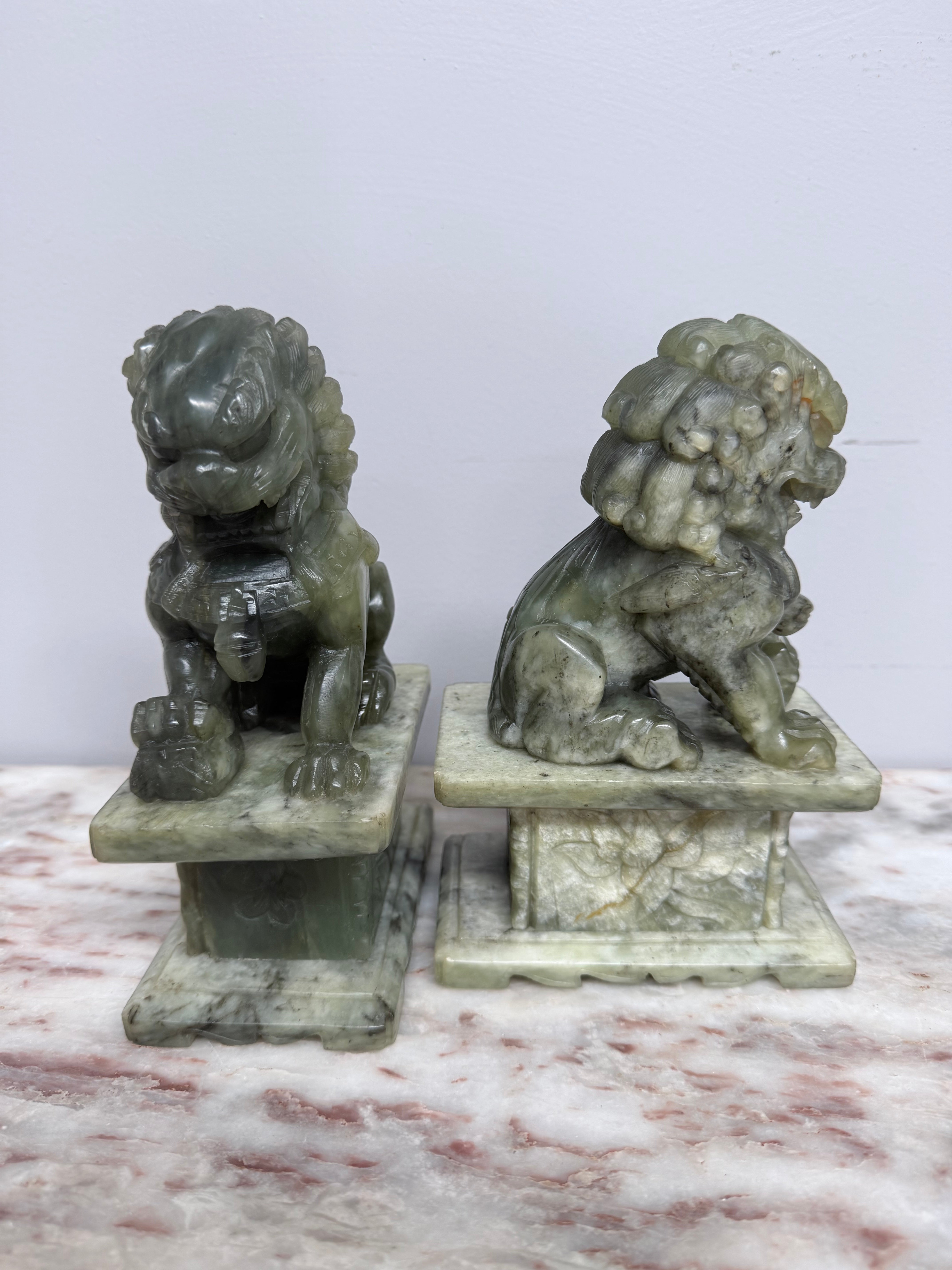 Pair of Carved Soapstone Chinese Foo Dogs | Antique & Vintage | Moonee Ponds Antiques | Australia Wide Delivery