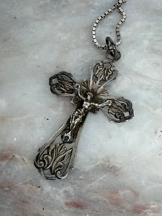 Vintage Silver Cross and Chain