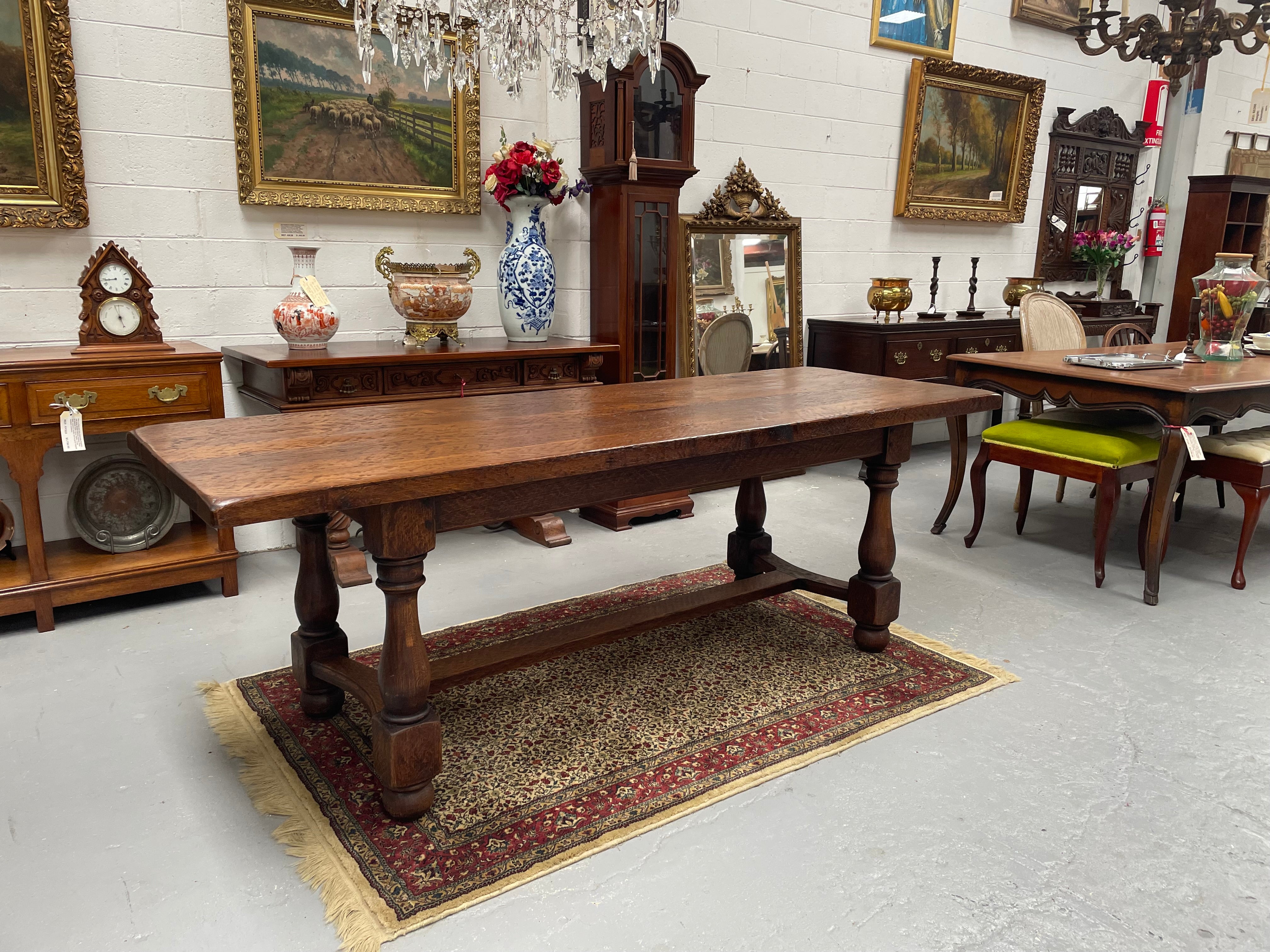 Solid Rustic French Farmhouse Table With Stretcher Base | Antique & Vintage | Moonee Ponds Antiques | Australia Wide Delivery