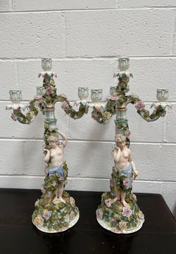Antique Pair of Sitzendorf Candle Holders | Antique & Vintage | Moonee Ponds Antiques | Australia Wide Delivery