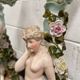 Antique Pair of Sitzendorf Candle Holders