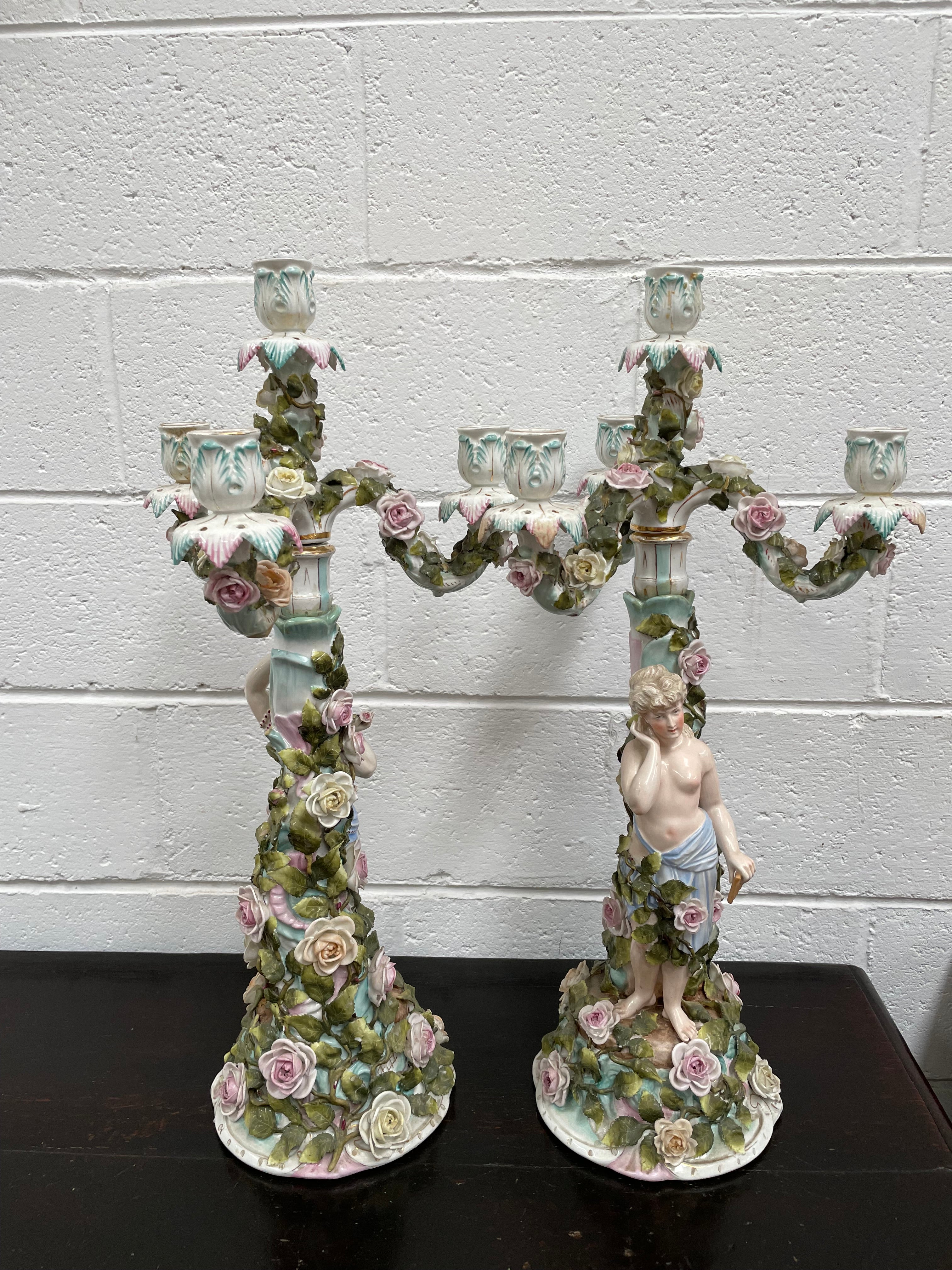 Antique Pair of Sitzendorf Candle Holders | Antique & Vintage | Moonee Ponds Antiques | Australia Wide Delivery