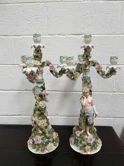 Antique Pair of Sitzendorf Candle Holders | Antique & Vintage | Moonee Ponds Antiques | Australia Wide Delivery