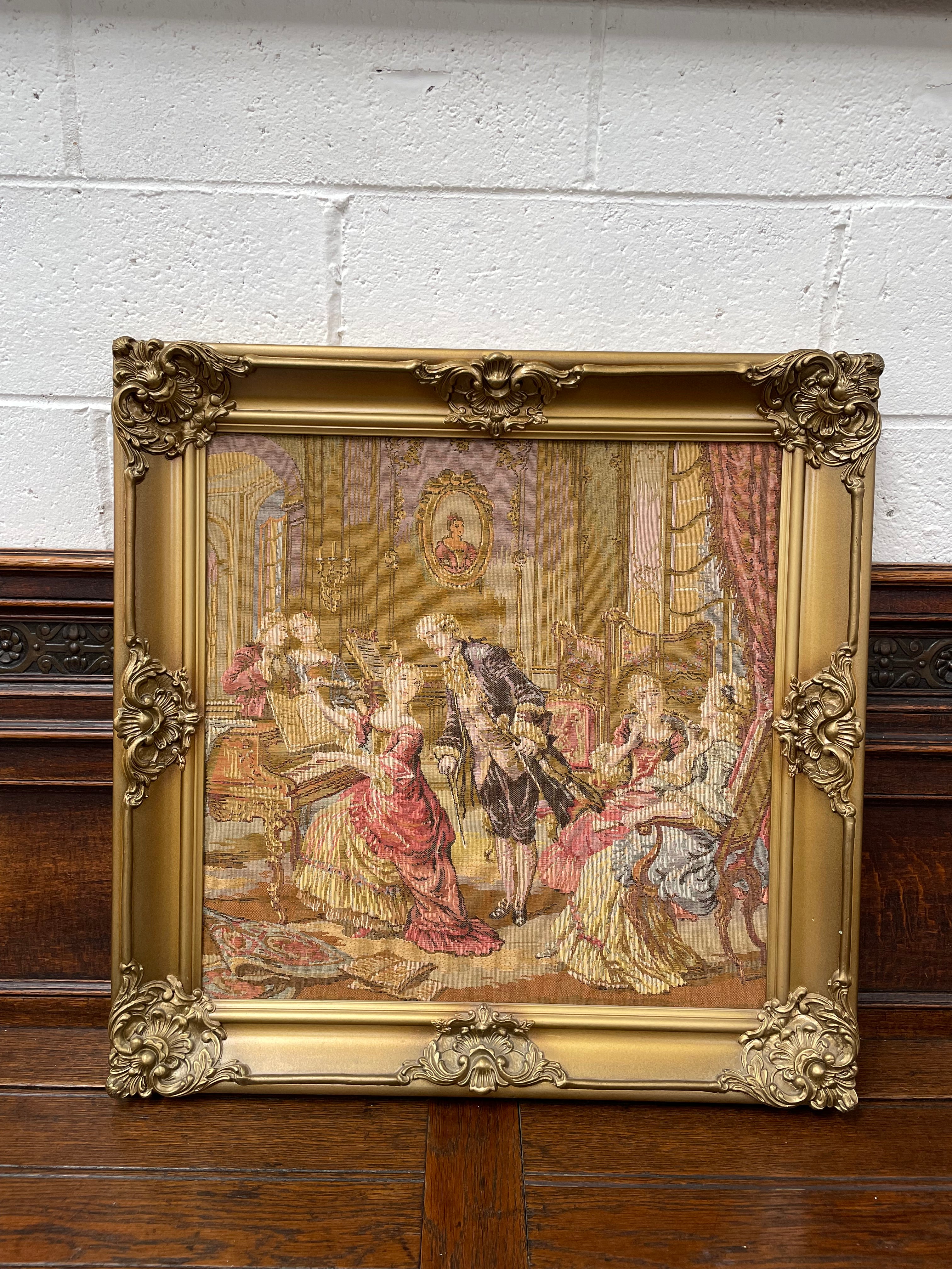 Lovely Tapestry of Court Scence Wooden Gilt Frame | Antique & Vintage | Moonee Ponds Antiques | Australia Wide Delivery