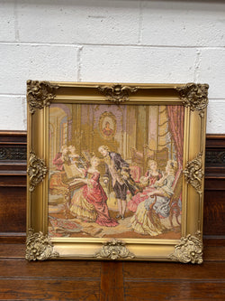Lovely Tapestry of Court Scence Wooden Gilt Frame | Antique & Vintage | Moonee Ponds Antiques | Australia Wide Delivery