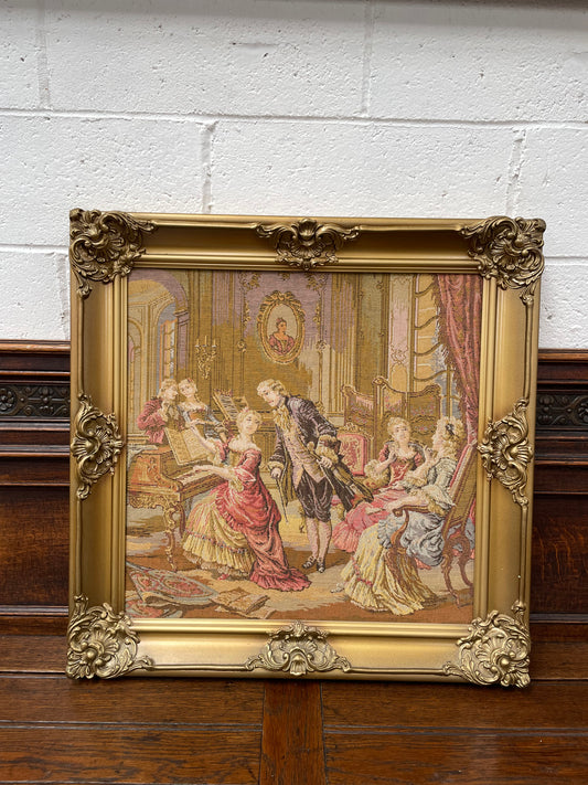 Lovely Tapestry of Court Scence Wooden Gilt Frame