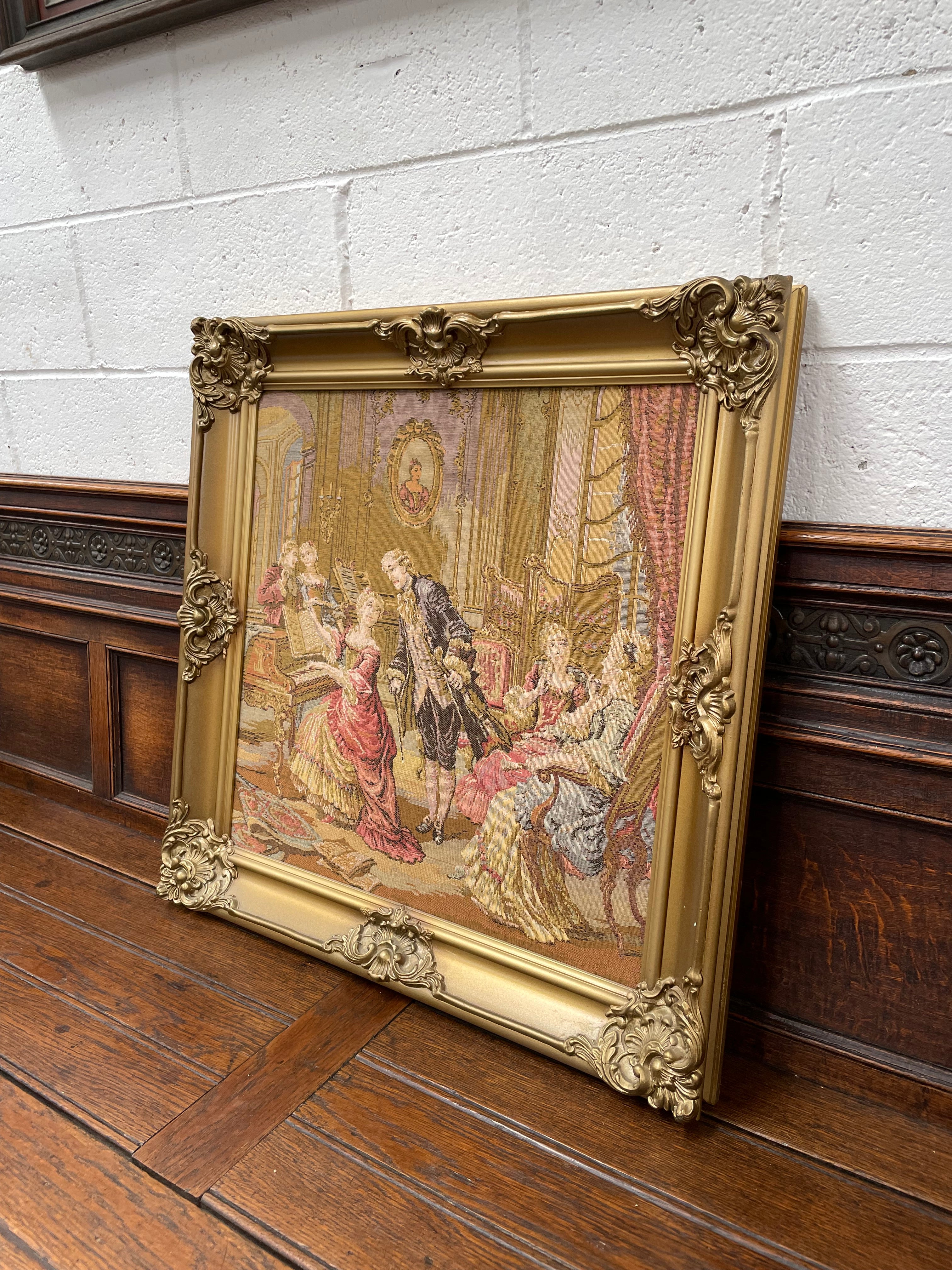 Lovely Tapestry of Court Scence Wooden Gilt Frame | Antique & Vintage | Moonee Ponds Antiques | Australia Wide Delivery
