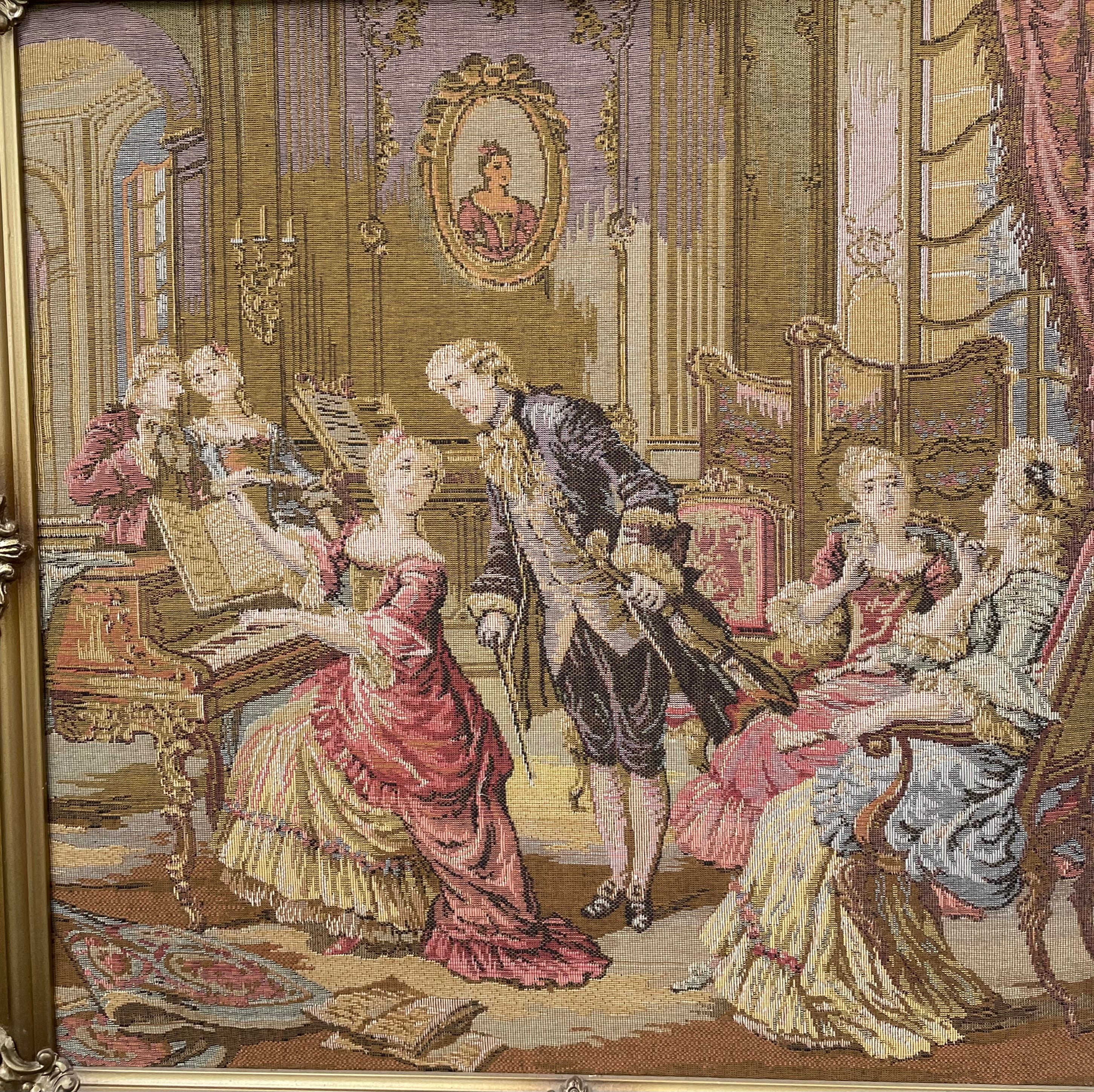 Lovely Tapestry of Court Scence Wooden Gilt Frame | Antique & Vintage | Moonee Ponds Antiques | Australia Wide Delivery