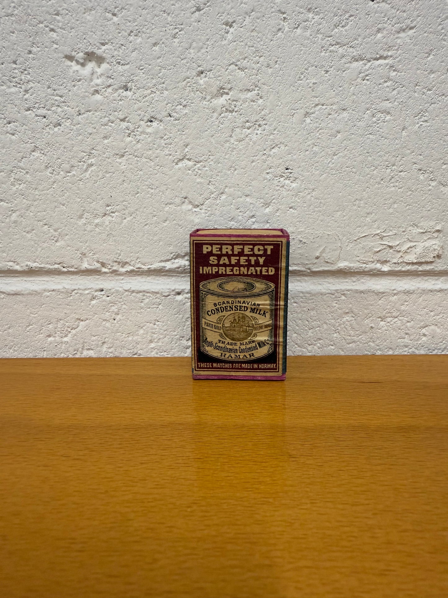 Antique Safety Match Box Featuring Norwegian Advertising