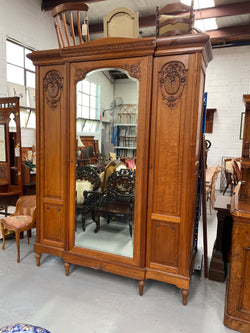 Very Practical & Decorative Antique French Oak Three Door Armoire | Antique & Vintage | Moonee Ponds Antiques | Australia Wide Delivery