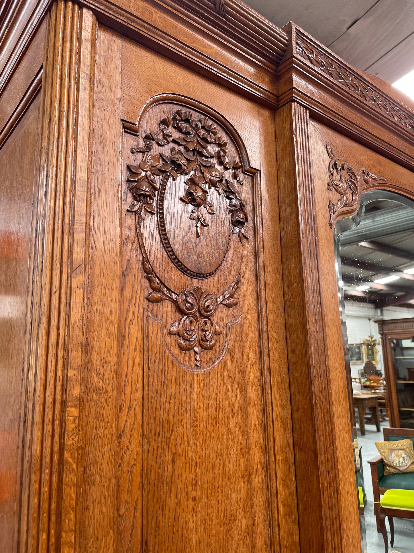 Very Practical & Decorative Antique French Oak Three Door Armoire