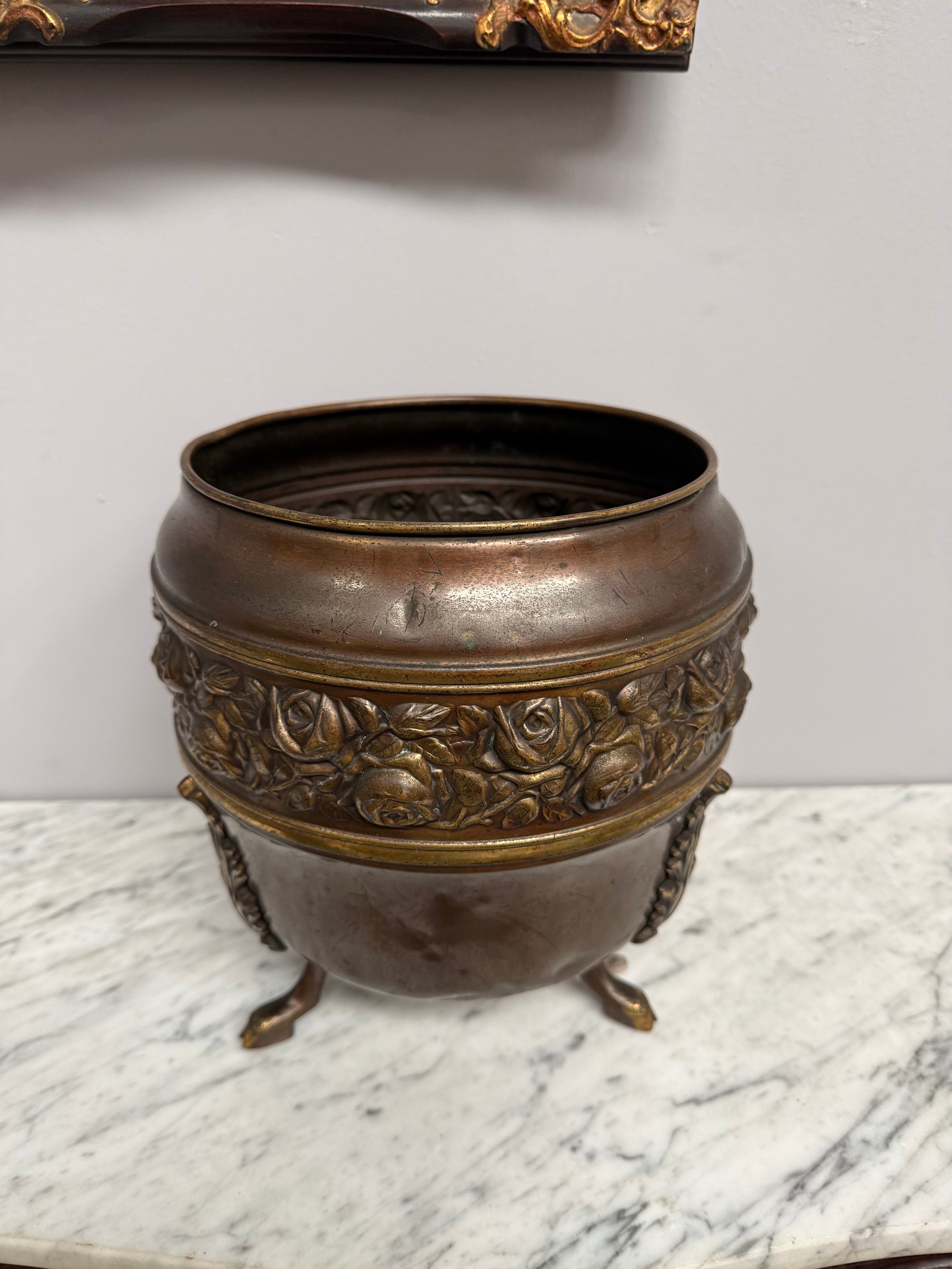 Antique Edwardian Brass Planter On Feet | Antique & Vintage | Moonee Ponds Antiques | Australia Wide Delivery