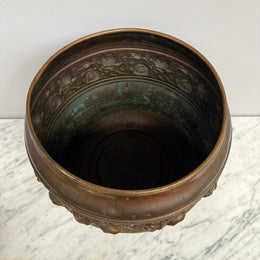 Antique Edwardian Brass Planter On Feet