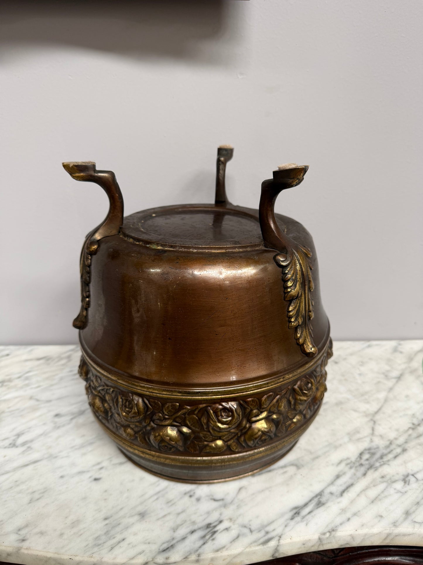 Antique Edwardian Brass Planter On Feet