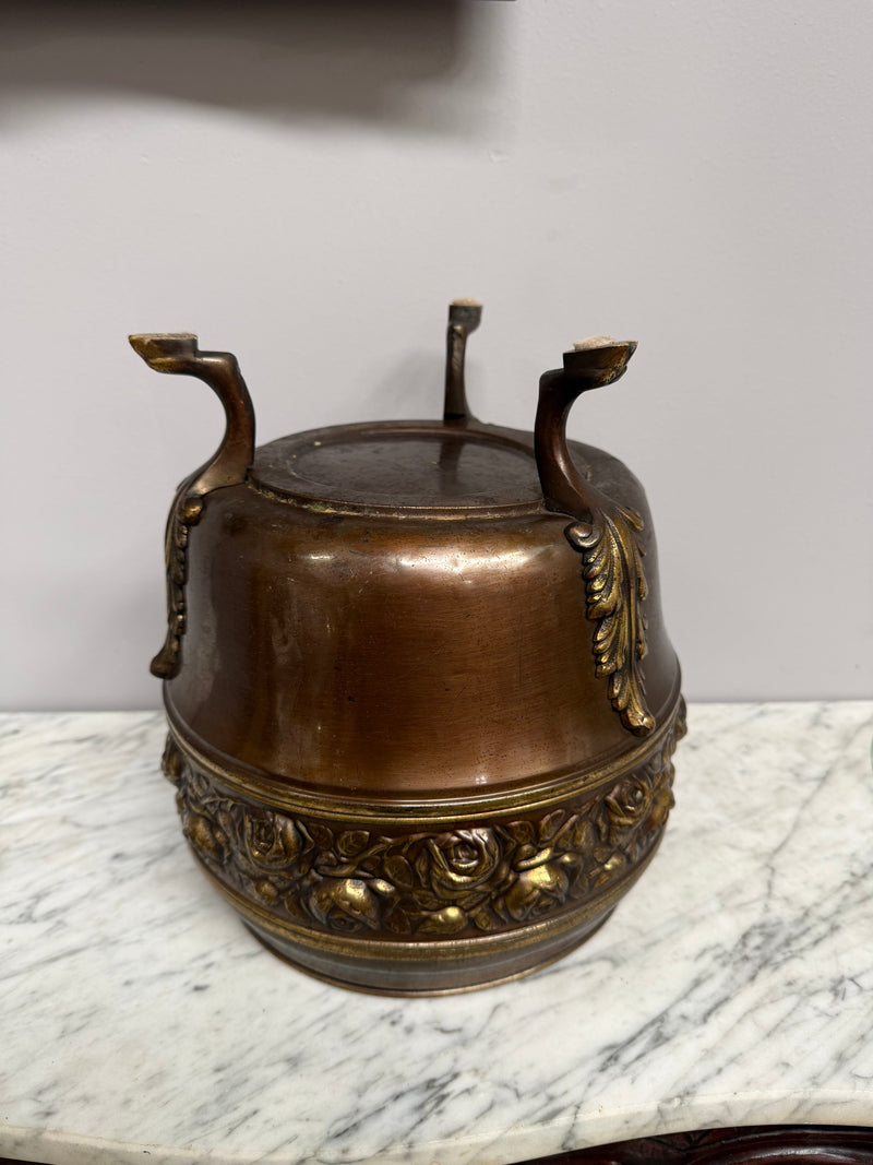 Antique Edwardian Brass Planter On Feet