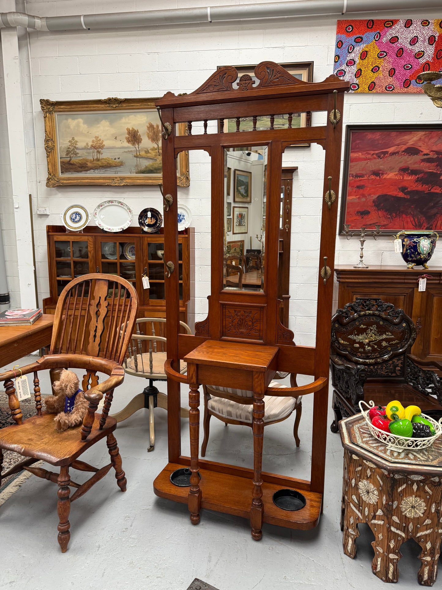 Edwardian Oak Hallstand