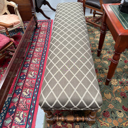 19th Century French Oak Long Upholstered Stool