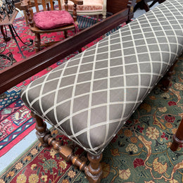 19th Century French Oak Long Upholstered Stool