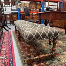 19th Century French Oak Long Upholstered Stool